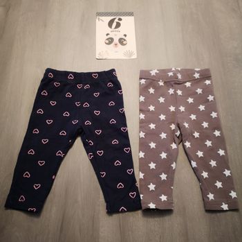 Lot de 2 leggings 6 mois étoile et cœur
