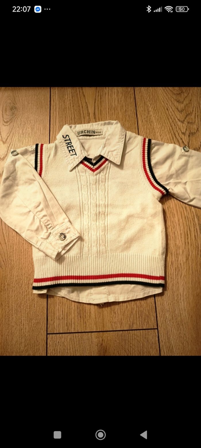 Lot pull-chemise et t-shirt manches longues 12 mois - photo numéro 2