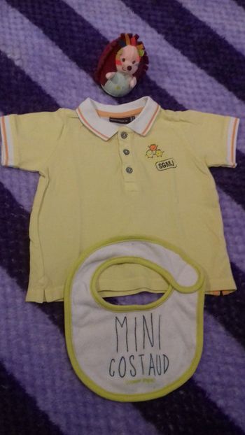 Ensemble printemps / été polo + bavoir jaune 12 mois Sergent major