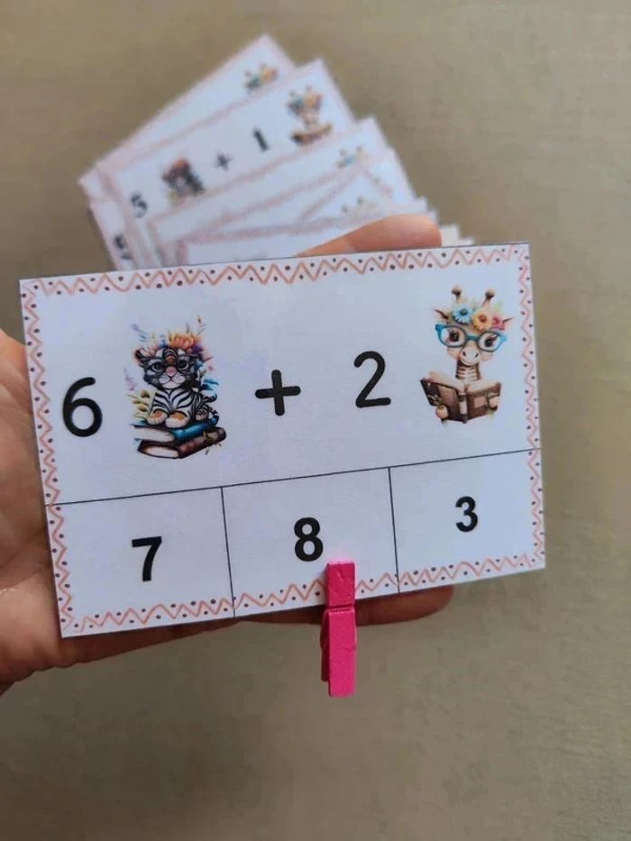20 cartes à pince additions inférieurs à 10 - photo numéro 3