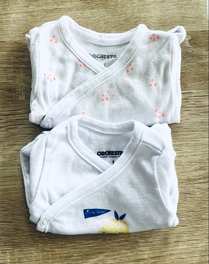 Lot de 2 body « orchestra » taille 1 mois - photo numéro 3