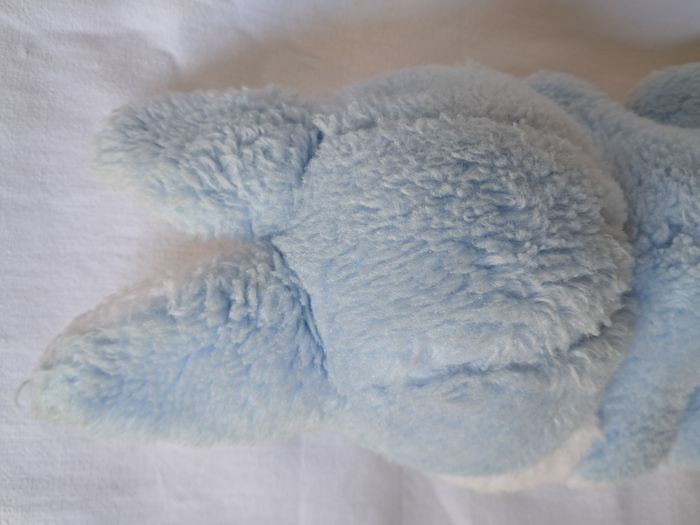 Peluche lapin bleu et blanc grelot marque nounours Hauteur 27 cm ancien vintage - photo numéro 6