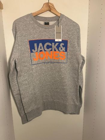 Sweat gris JACK & JONES – Taille S 100% coton