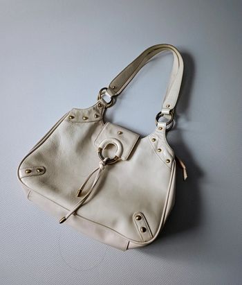 Sac cuir crème vintage