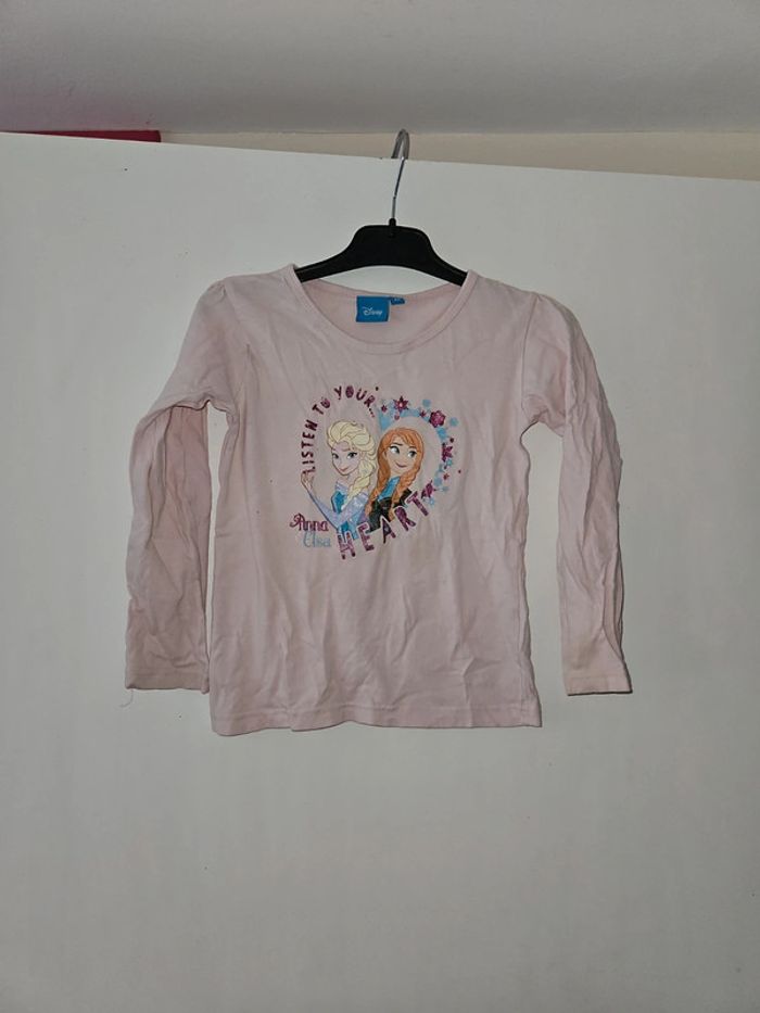 Tee-shirt manche longue fille Disney reine des neiges 6 ans