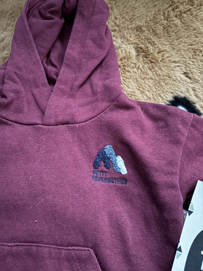 Sweat à capuche bordeaux GEMO t.3m - photo numéro 2