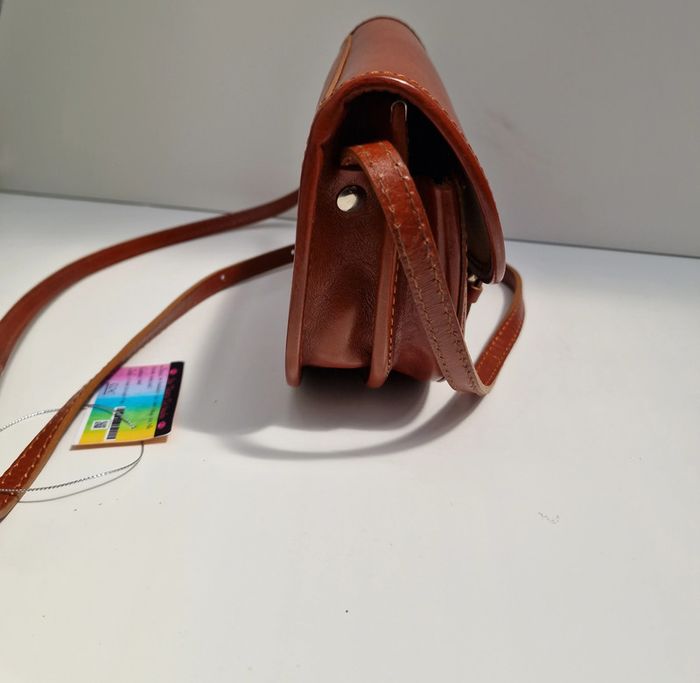 Sac Bandoulière Vintage Cuir Véritable Camel Vera Pelle - photo numéro 9