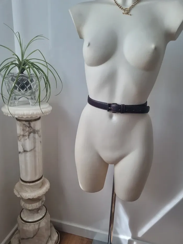 Ceinture en cuir marron et dore vintage - photo numéro 10