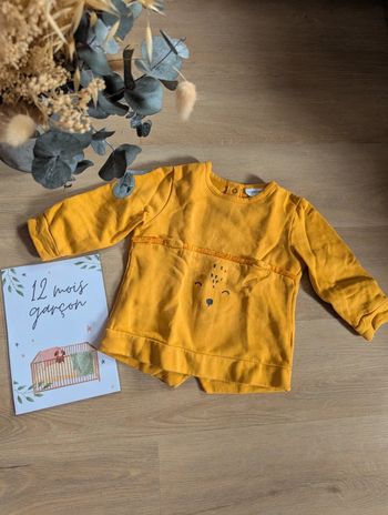 Pull Vertbaudet hérisson jaune 12 mois