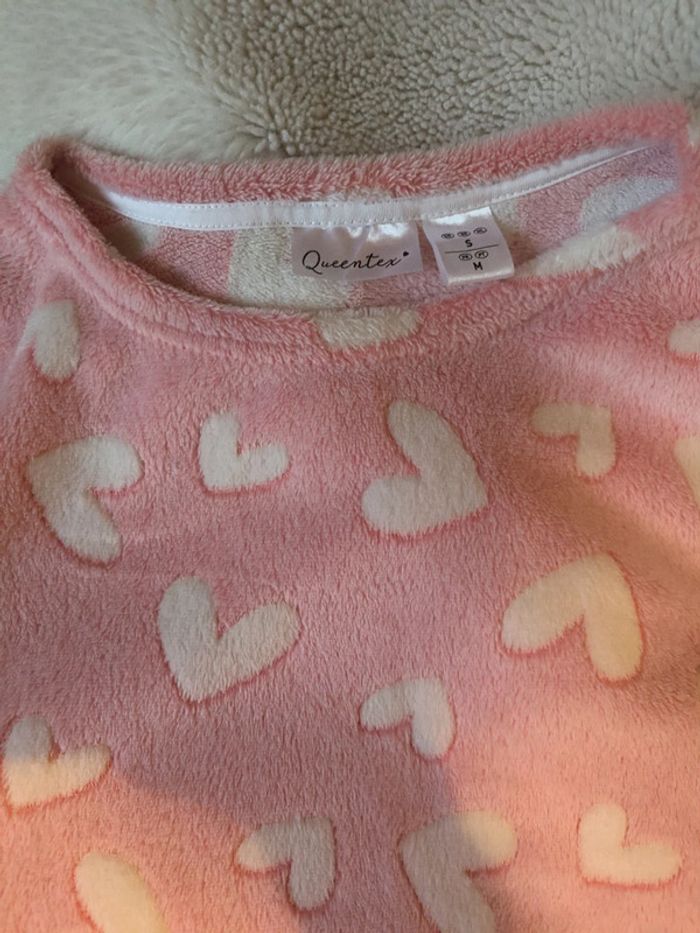 Pyjama fille rose et blanc cœurs - photo numéro 3