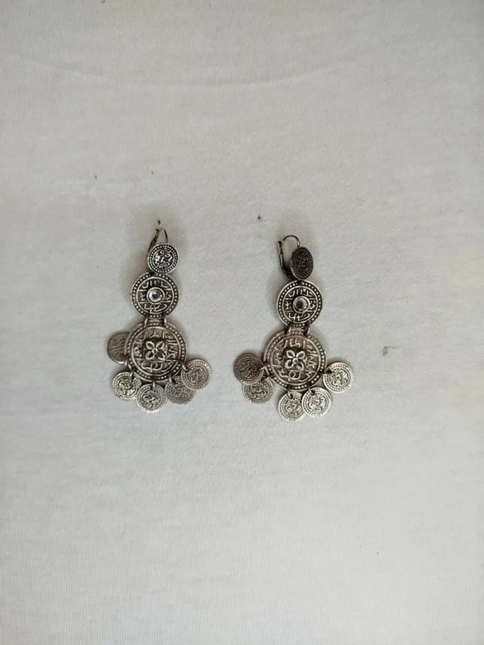 Boucle d'oreille - Gas - 5 cm fermoir boucle - Monnaie pièces médailles BO12 - photo numéro 2