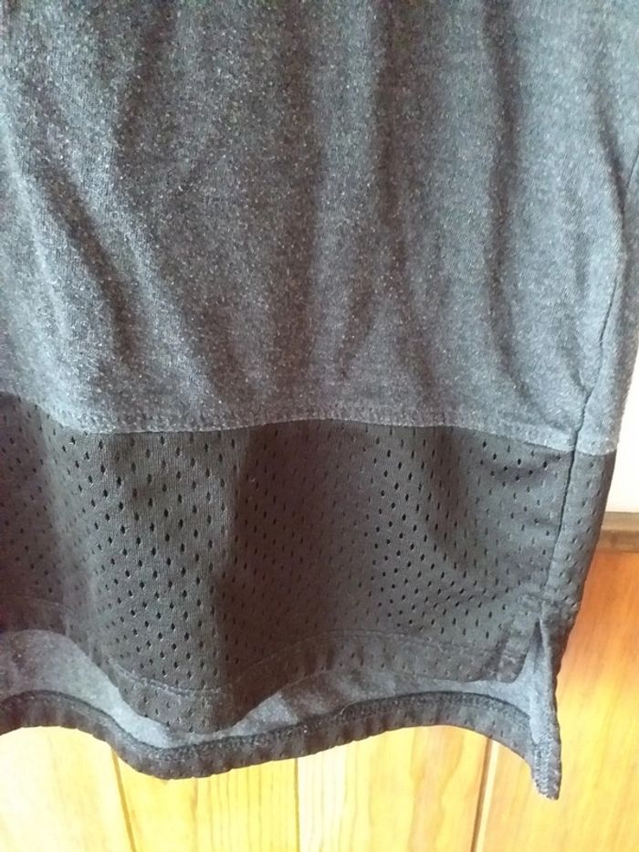 Tee-shirt bi-matière gris noir - photo numéro 4