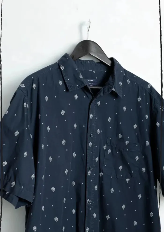 Chemise été bleu motif cactus 100% coton Kiabi Taille XXL - photo numéro 4