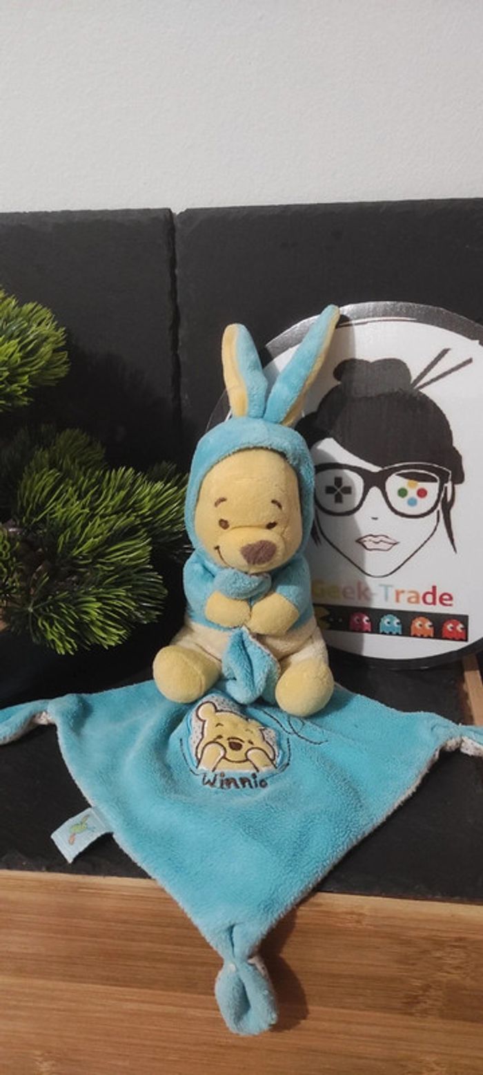 Disney doudou Winnie l'ourson déguisé Costume lapin jaune bleu abeille Mouchoir