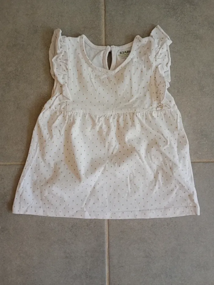 Robe blanche à points dorés 12 mois