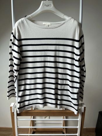 Pull à rayures marinière femme taille M couleur blanc et noir bon état H&M