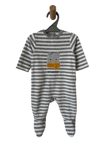 Pyjama bébé rayé gris et blanc - Obaïbi 3 mois (59cm)