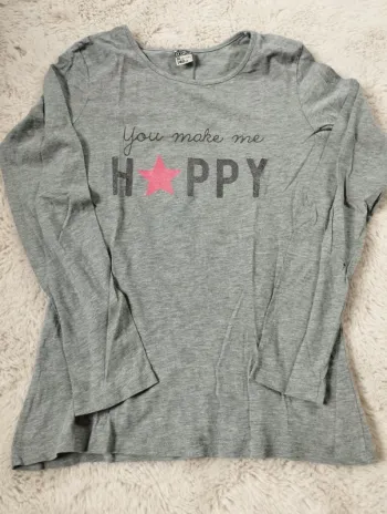 Tee shirt gris HAPPY tape à l'oeil 10 ans
