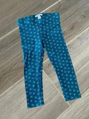 legging okaidi bleu canard/vert à motif fille 3ans