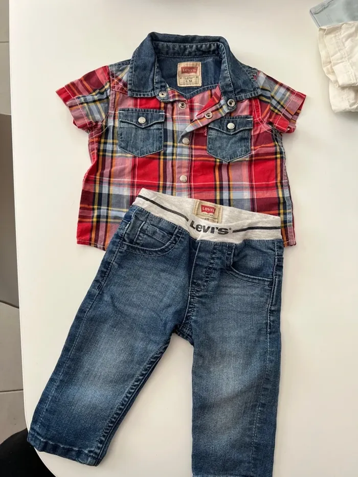 Ensemble Levi’s bébé garçon – 6 mois (chemise + jean)