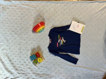 teeshirt manches longues bleu inscription devant 4 ans du pareil au même