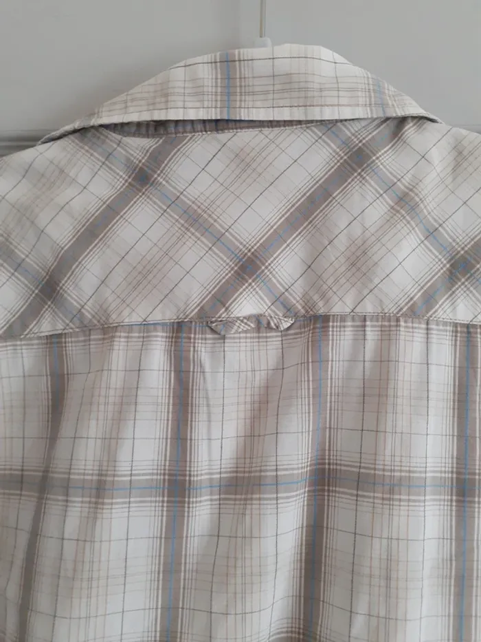 Chemise homme à carreaux beige gris bleu taille XL - photo numéro 9