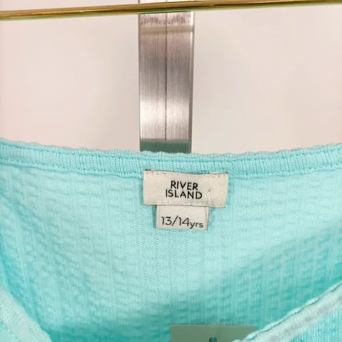 Combishort turquoise fille River Island 13-14 ans, volants et boutons, style estival A1242 - photo numéro 4