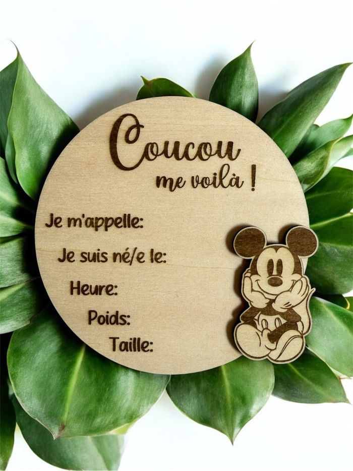 Rond bois naissance Mickey