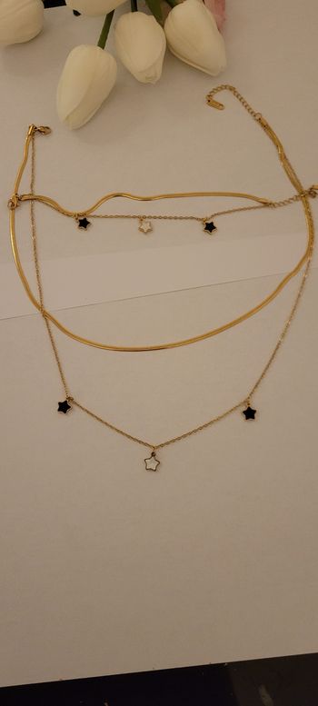 Collier +bracelet  ensemble acier inoxydable tendance