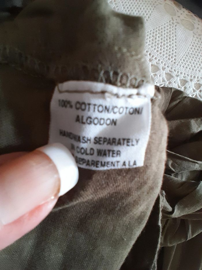 Pantalon ample,taille haute, couleur kaki, style boho, taille M - photo numéro 8