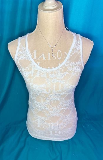 💕 top dentelle blanc transparent taille unique