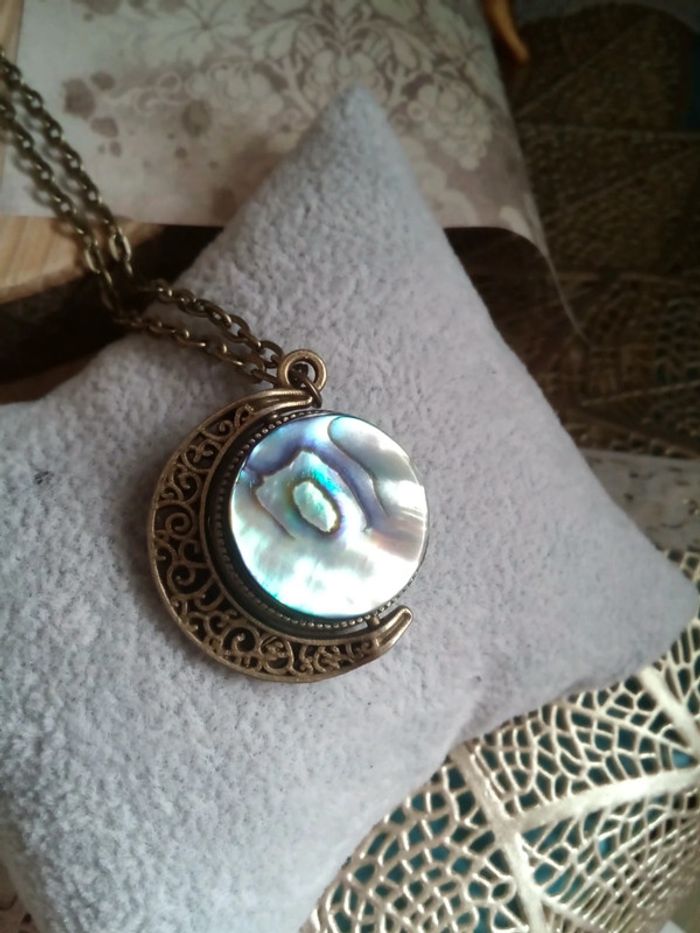 Sautoir lune filigranée réversible double n'acre - photo numéro 4