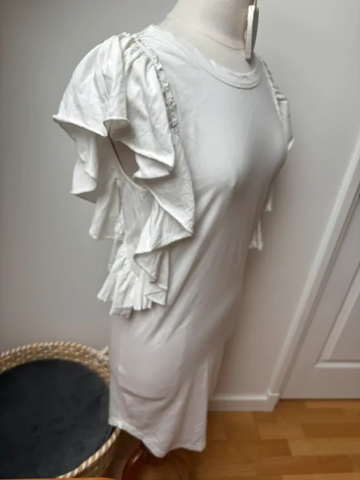 🤍 Robe Zadig & Voltaire blanche volants - décontractée & stylée - M - photo numéro 3
