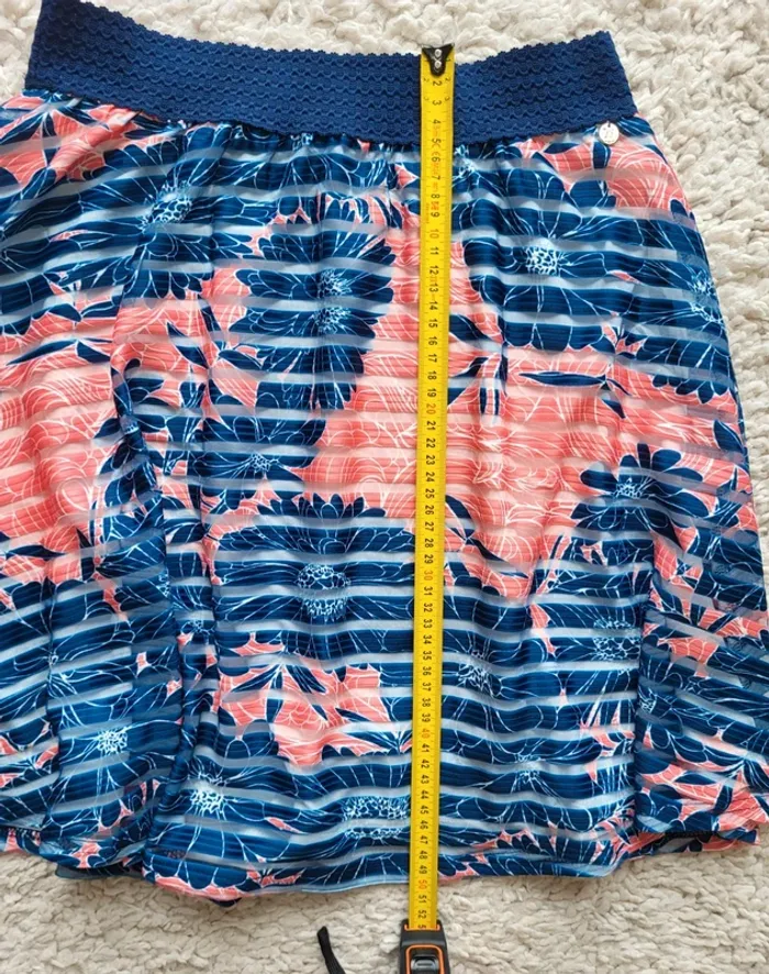 Jupe fleurie corail et bleu marine Jus d'Orange Taille 2 - photo numéro 10
