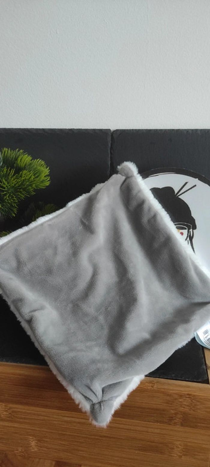 Doudou ours baby nat pap'ours blanc et gris BN0479 Fourrure - photo numéro 2