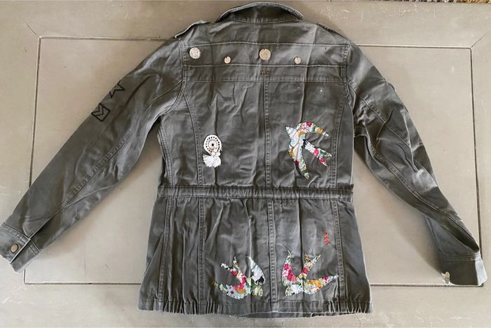 Veste style militaire kaki upcyclé taille 38 cache cache - photo numéro 18