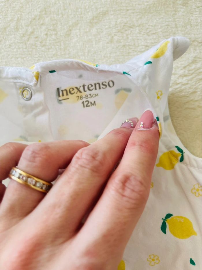 Robe blanche avec citron jaune 12 mois 78-83cm Inextenso - photo numéro 5