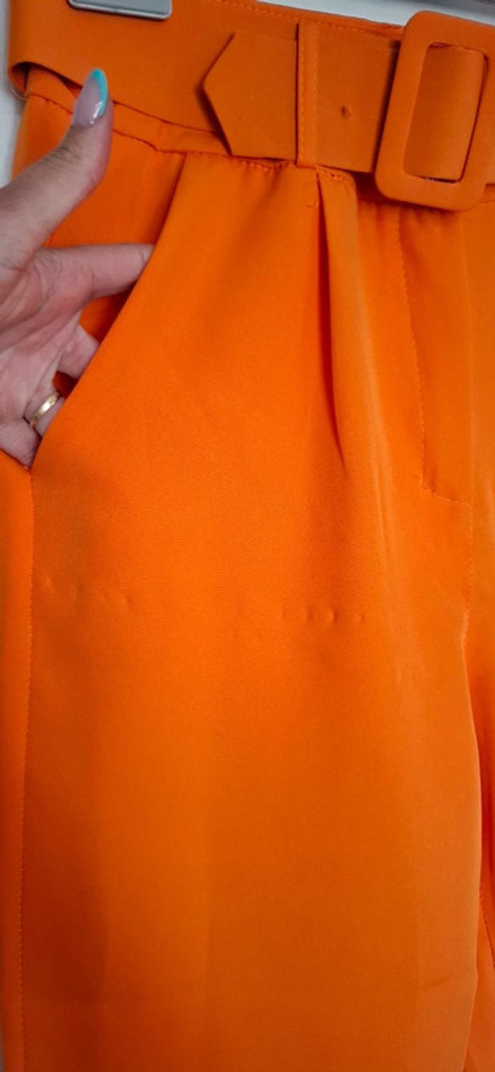 Pantalon costume taille haute orange - photo numéro 3