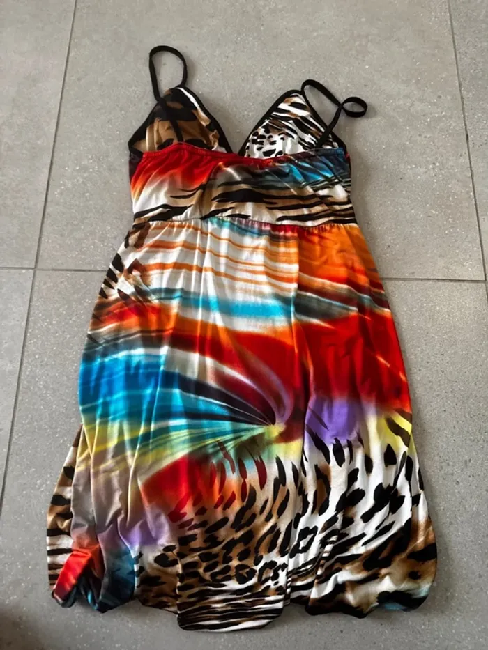 Robe multicolore Alyssa Paris, très bon état taille unique - photo numéro 3