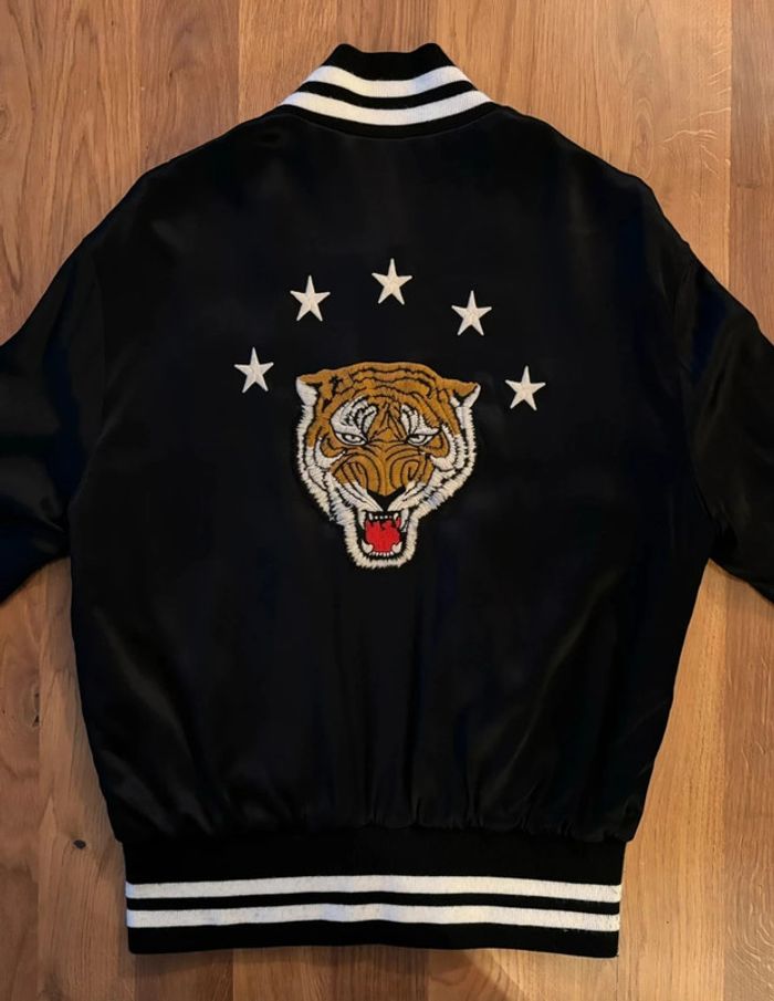 Blouson Teddy Sandro Noir Taille S - Tigre Brodé au Dos, TBE - photo numéro 2