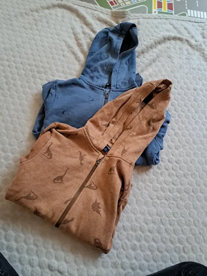 Lot de 2 gilets à capuche – Dinosaures – Taille 8 ans – Kiabi