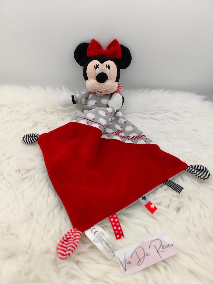 Doudou mouchoir Minnie Rouge Gris Nuages