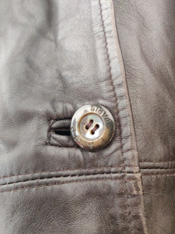Blouson long en cuir ceinturé Also cuir vintage femme taille 38 - photo numéro 6