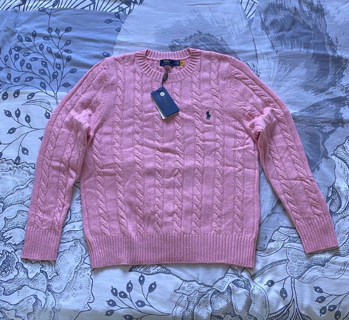 Pull Torsadé Ralph Lauren Rose - Taille S - photo numéro 5