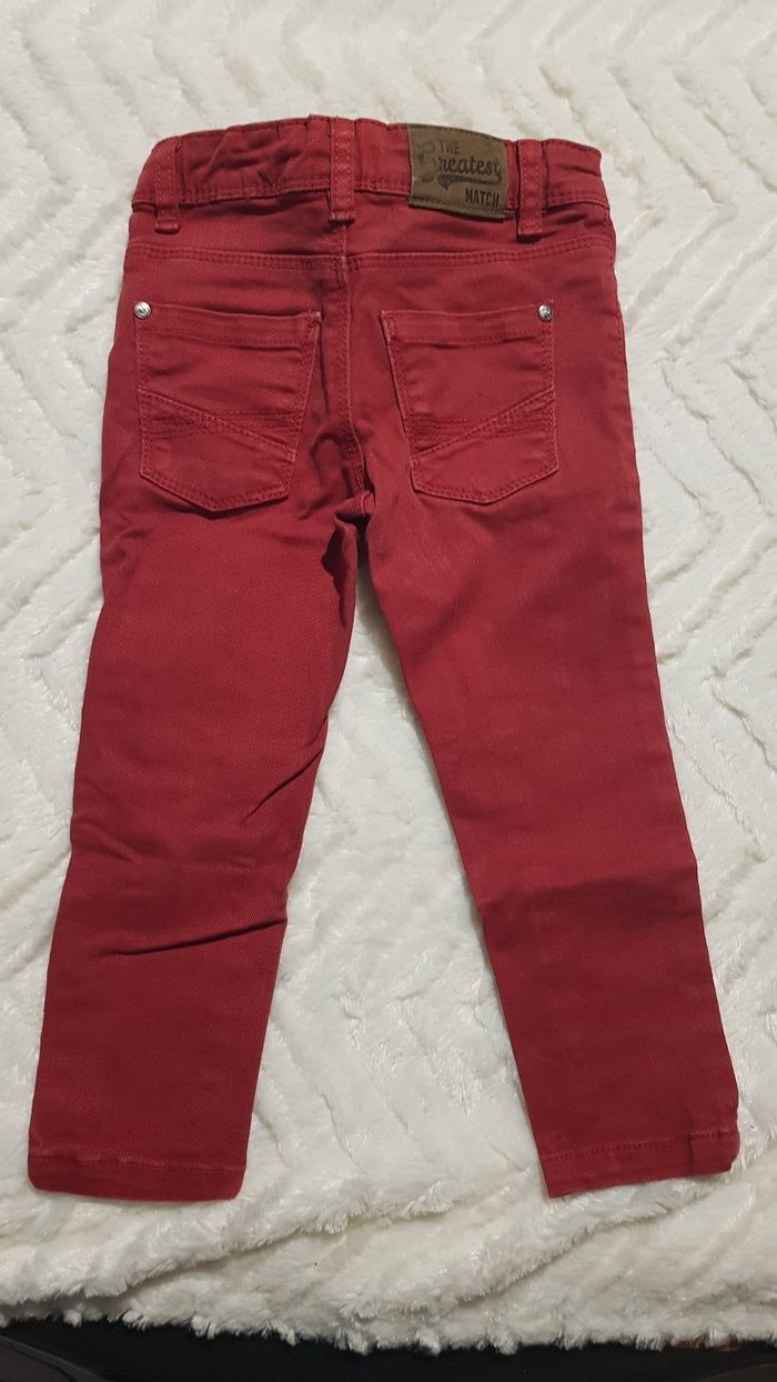 Pantalon jean rouge bordeaux - photo numéro 2