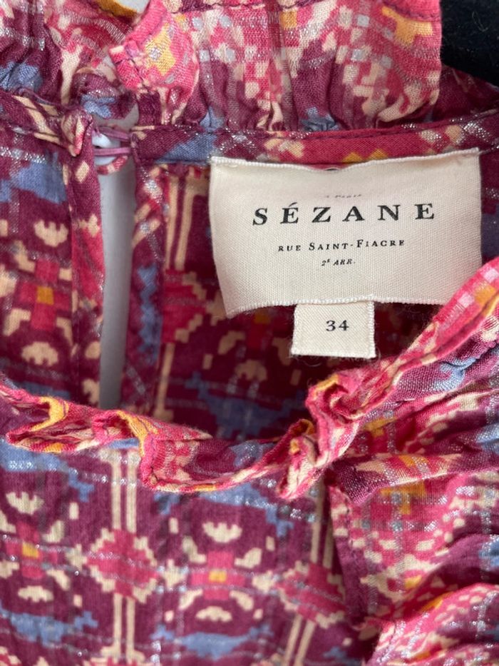 Blouse Sézane volantée à motif géométrique - photo numéro 5