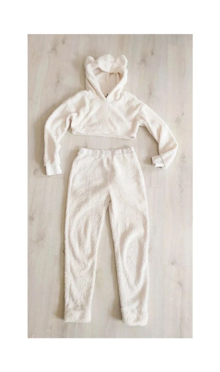 Ensemble cocooning pyjama 2 pièces pantalon + sweat court à capuche