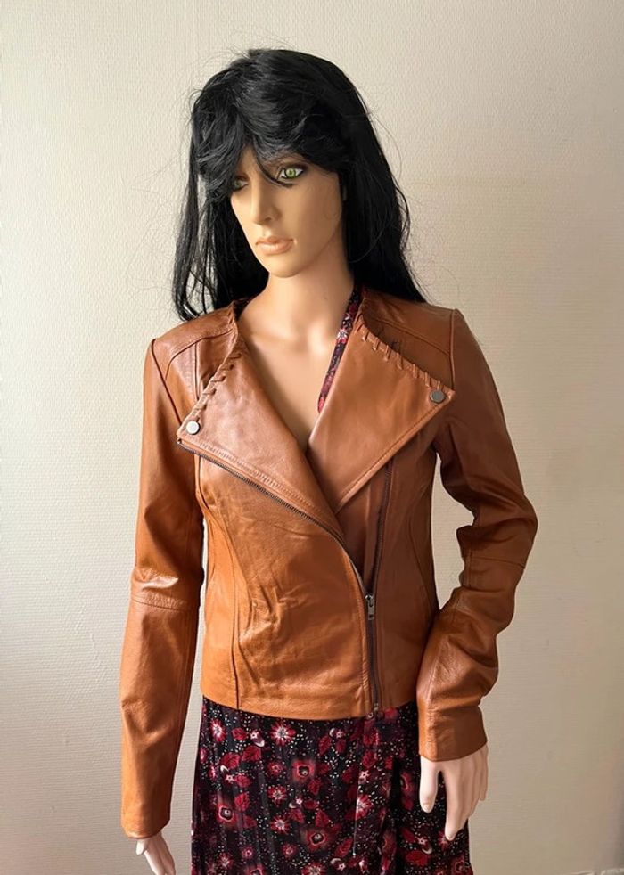 Veste en cuir femme marron de marque Jacqs leather design Taille S