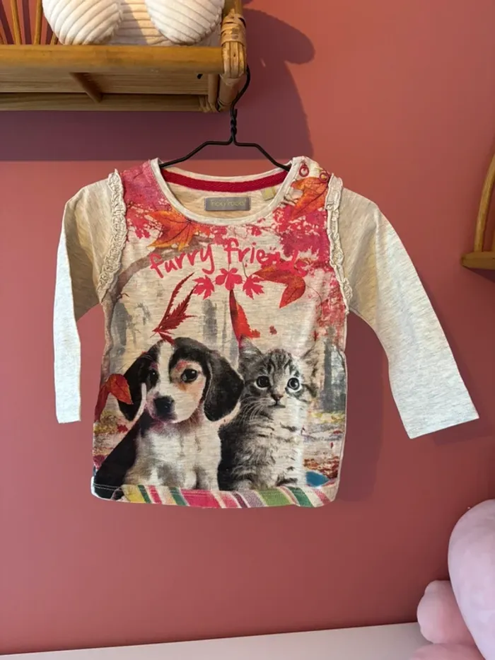 T-shirt longues manches furry friends 80/12m