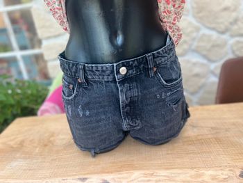 Femme taille 38 m short en jean noir taile haute été